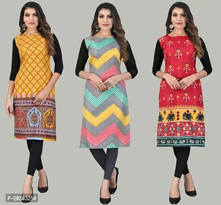 Women Crepe Printed Long Kurti Combo Of 3