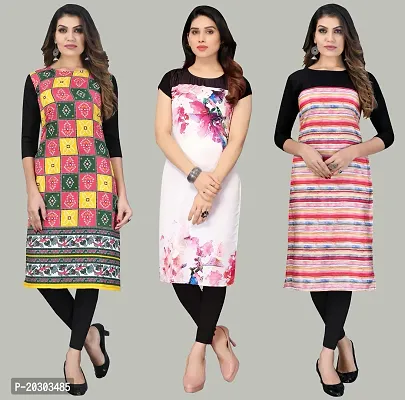 Women Crepe Printed Long Kurti Combo Of 3