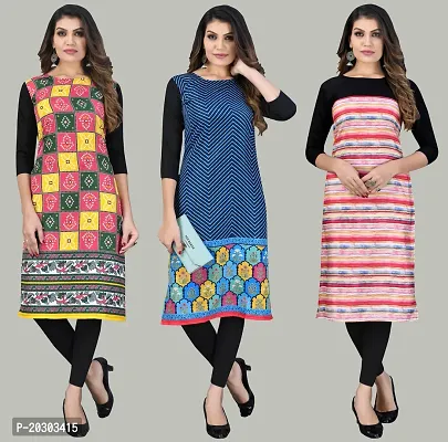 Women Crepe Printed Long Kurti Combo Of 3