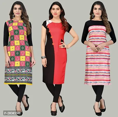 Women Crepe Printed Long Kurti Combo Of 3