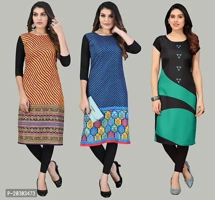 Women Crepe Printed Long Kurti Combo Of 3