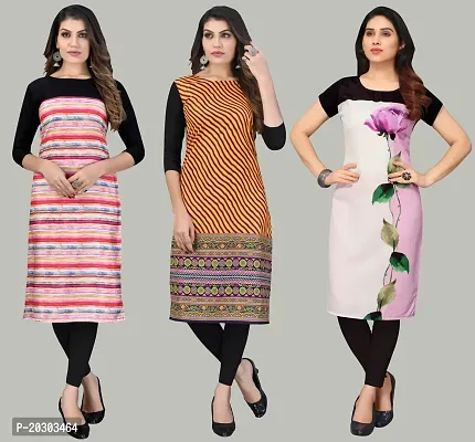 Women Crepe Printed Long Kurti Combo Of 3