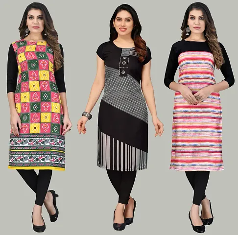 Women Crepe Long Kurti Combo Of 3