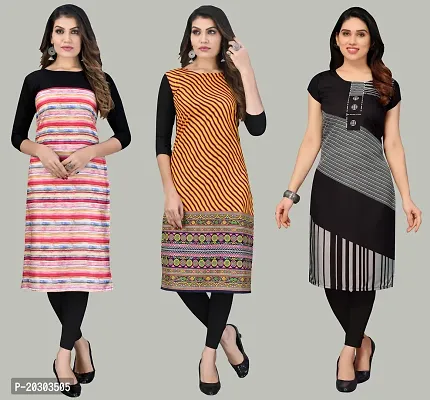 Women Crepe Printed Long Kurti Combo Of 3