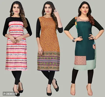 Women Crepe Printed Long Kurti Combo Of 3