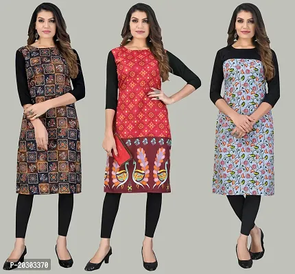 Women Crepe Printed Long Kurti Combo Of 3