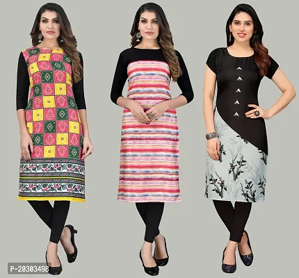 Women Crepe Printed Long Kurti Combo Of 3