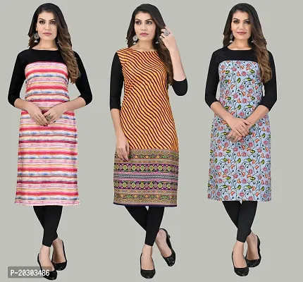 Women Crepe Printed Long Kurti Combo Of 3