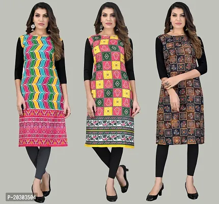 Women Crepe Printed Long Kurti Combo Of 3