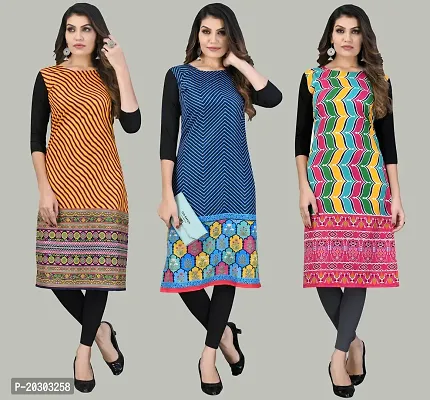 Women Crepe Printed Long Kurti Combo Of 3