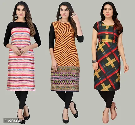 Women Crepe Printed Long Kurti Combo Of 3