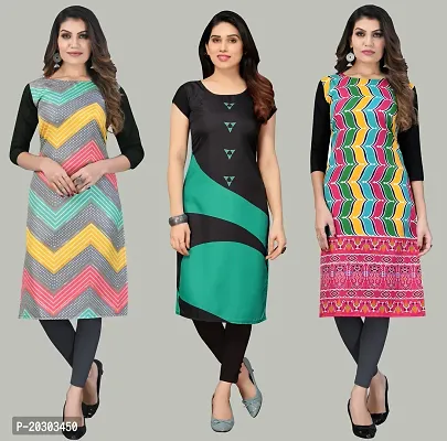 Women Crepe Printed Long Kurti Combo Of 3