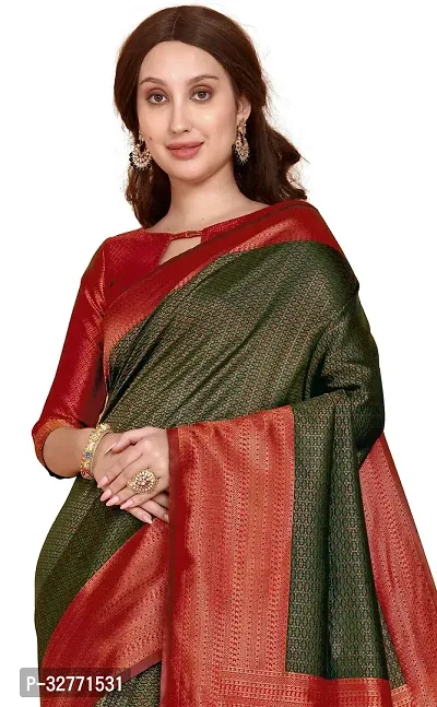 Opulent Green Red Kanjeevaram Silk Saree For Festive Collection-thumb0