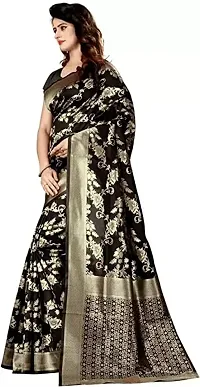 Women's Premium Soft Silk Saree Zari Vintage Indian Blouse 100% Woven Sarees Handwoven Fabric Traditional Women's Wedding Piece Bollywood Designer (BLACK)-thumb2