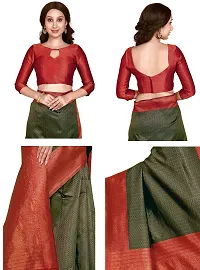 Opulent Green Red Kanjeevaram Silk Saree For Festive Collection-thumb2