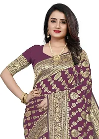 Banarasi Silk Saree | Indian Ethnic Wear | Traditional Women's Wedding Piece Bollywood Designer (PURPLE)-thumb4