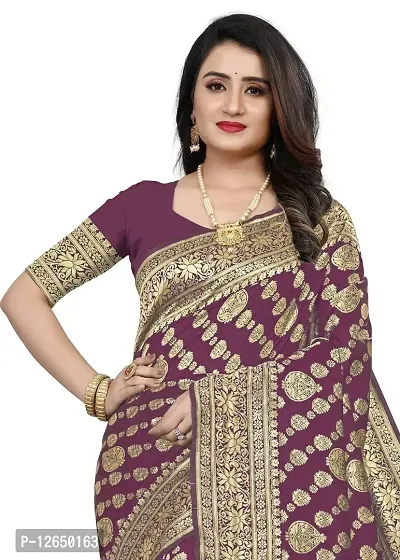 Banarasi Silk Saree | Indian Ethnic Wear | Traditional Women's Wedding Piece Bollywood Designer (PURPLE)-thumb5