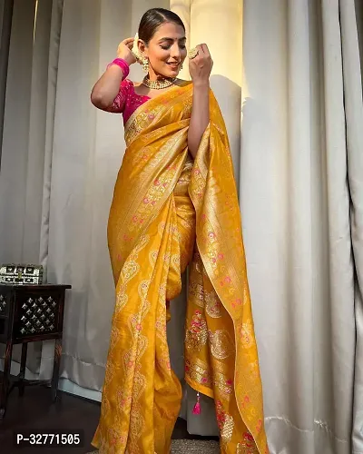 Opulent Gold Color Kanjeevaram Silk Saree For Festive Collection-thumb0