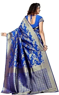 Women's Premium Soft Silk Saree Zari Vintage Indian Blouse 100% Woven Sarees Handwoven Fabric Traditional Women's Wedding Piece Bollywood Designer (ROYAL BLUE)-thumb1