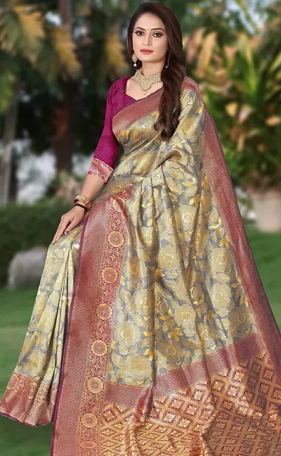 Alluring Art Silk Saree with Blouse piece 