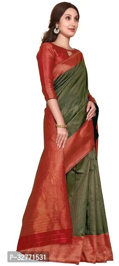 Opulent Green Red Kanjeevaram Silk Saree For Festive Collection-thumb4