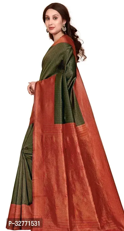 Opulent Green Red Kanjeevaram Silk Saree For Festive Collection-thumb2