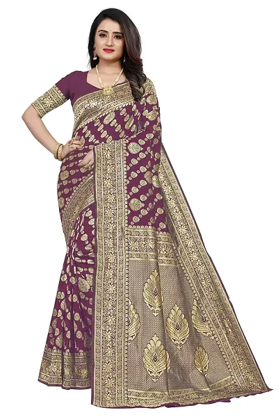 Women Stylish Art Silk Self Pattern Saree with Blouse piece