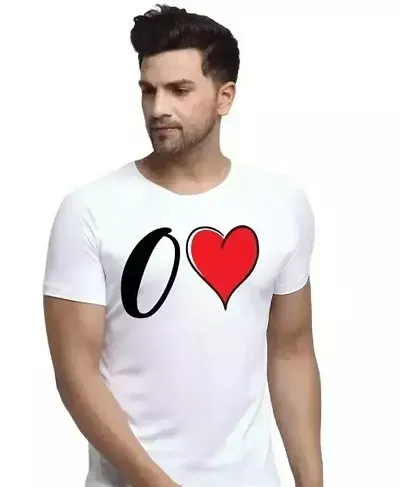 Kushi Flyer Alphabet Love Printed T-Shirt for Men with Love Heart Graphic Printed T-Shirt Half Sleeve White (Pack of 1)