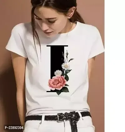 Elegant White Polyester Printed Tshirt For Women