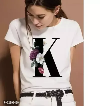 Elegant White Polyester Printed Tshirt For Women