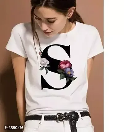 Elegant White Polyester Printed Tshirt For Women