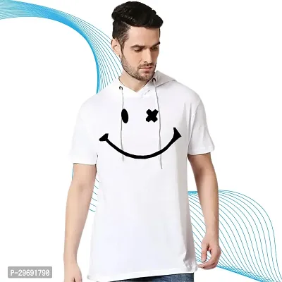 Trendy White Polyester Printed Hooded Tees for Men-thumb0