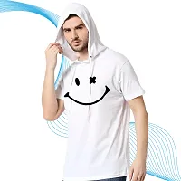 Trendy White Polyester Printed Hooded Tees for Men-thumb1