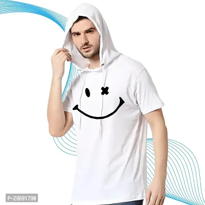 Trendy White Polyester Printed Hooded Tees for Men-thumb2