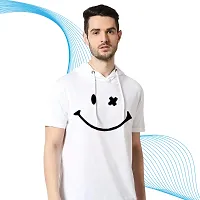 Trendy White Polyester Printed Hooded Tees for Men-thumb2