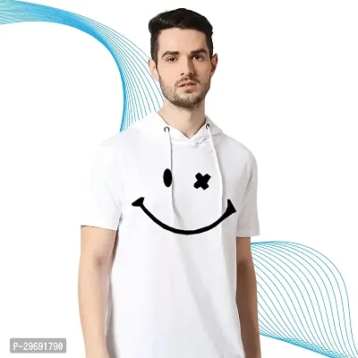 Trendy White Polyester Printed Hooded Tees for Men-thumb3