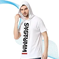 Trendy White Polyester Printed Hooded Tees for Men-thumb2