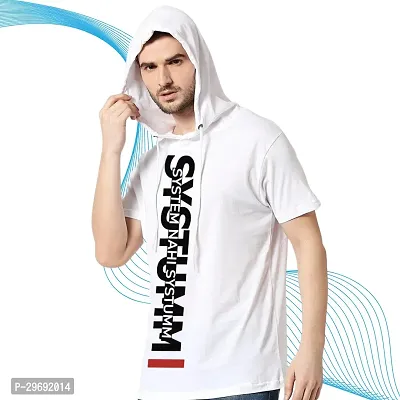 Trendy White Polyester Printed Hooded Tees for Men-thumb3