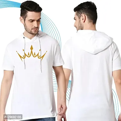 Trendy White Polyester Printed Hooded Tees for Men-thumb0