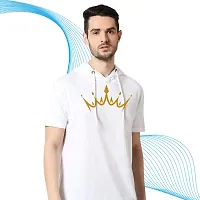 Trendy White Polyester Printed Hooded Tees for Men-thumb2