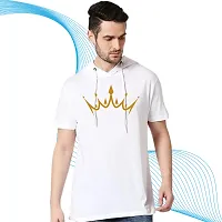 Trendy White Polyester Printed Hooded Tees for Men-thumb3