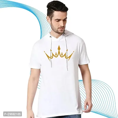 Trendy White Polyester Printed Hooded Tees for Men-thumb4