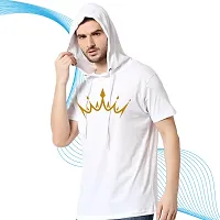 Trendy White Polyester Printed Hooded Tees for Men-thumb1