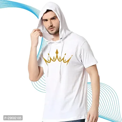 Trendy White Polyester Printed Hooded Tees for Men-thumb2