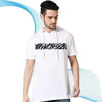 Trendy White Polyester Printed Hooded Tees for Men-thumb3