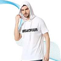 Trendy White Polyester Printed Hooded Tees for Men-thumb1