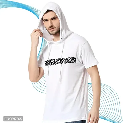 Trendy White Polyester Printed Hooded Tees for Men-thumb2