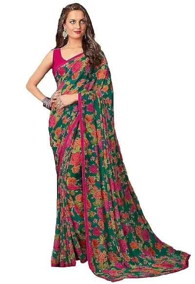 New In Georgette Saree with Blouse piece 