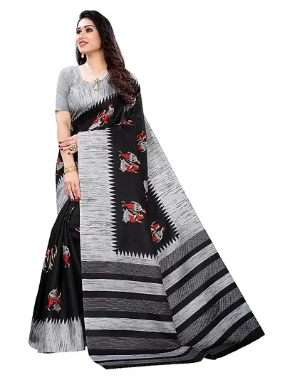 Radhe Fashion Women's Saree With Blouse Piece (Black)