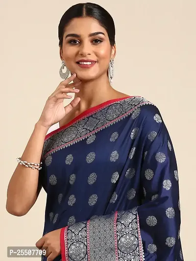 Stylish Litchi Silk Saree with Blouse piece For Women-thumb2